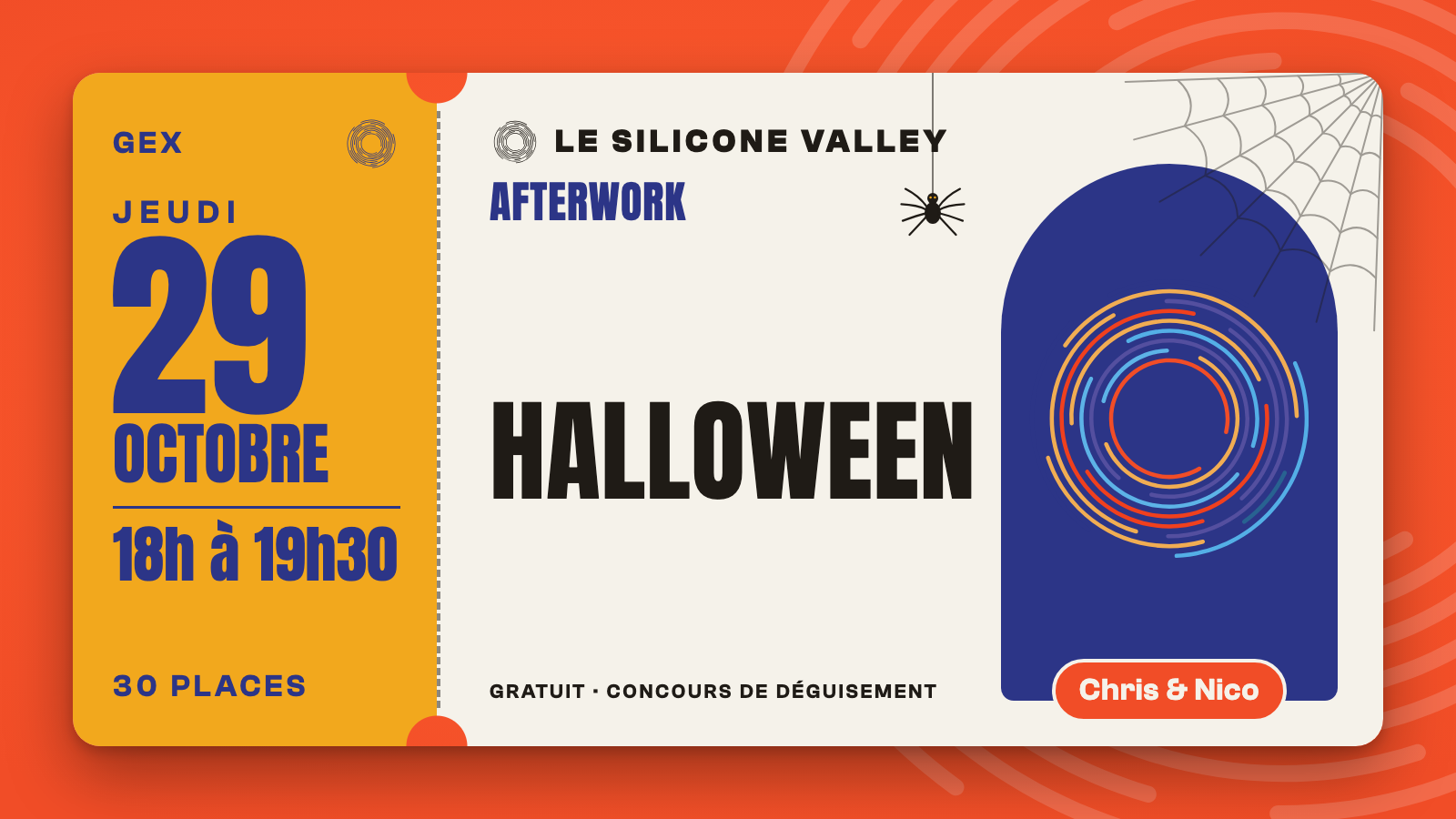 Afterwork Halloween, jeudi 29 octobre 2026 (18h à 19h30)